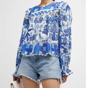 Farm Rio Sweet Rio Embroidered Lace Blouse. Size M. Excellent condition